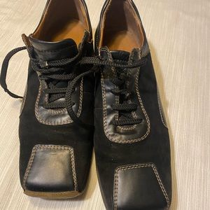 PAUL GREEN Black Leather & Suede Walking Shoes